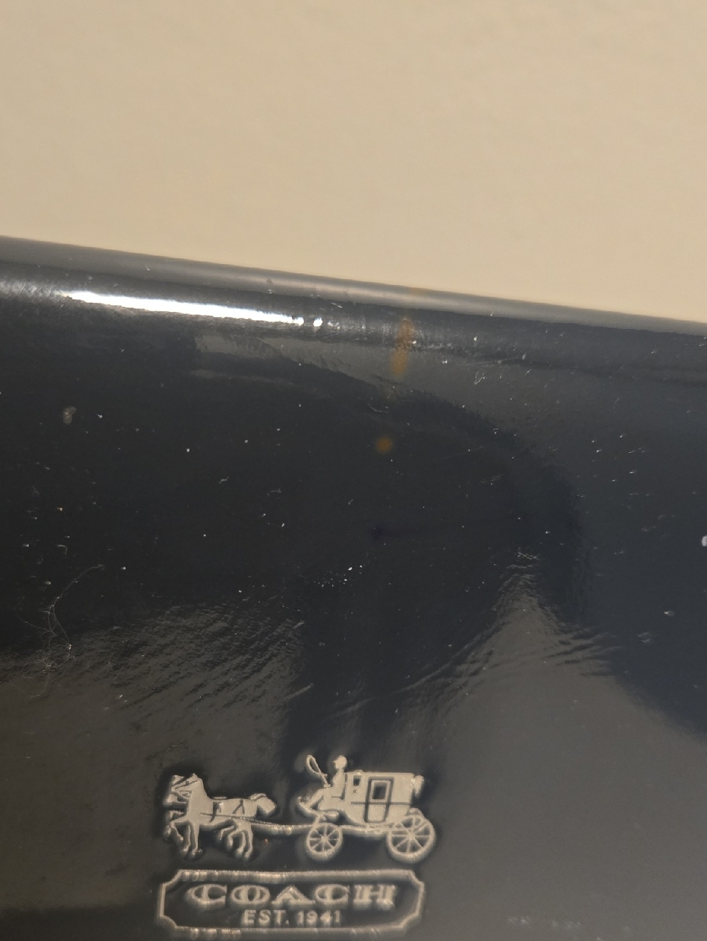 Coach Glossy Black Patent Leather Long Wallet with Silver Logo - Picture 6 of 8
